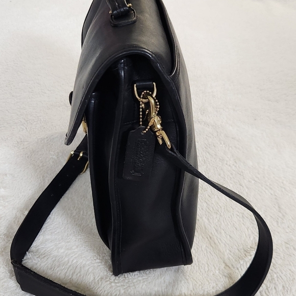 Vintage Coach Morgan Black Leather Briefcase Brass Pushlock Bag - Picture 3 of 16